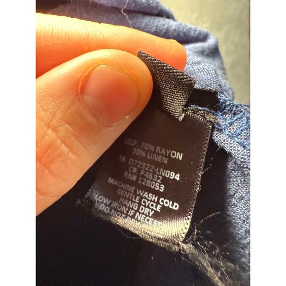 Potters Pot blue linen button peasant top womens small coquette milkmaid prairie - Picture 6 of 8